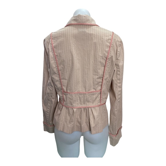 Anthropologie Elevenses Tan and Pink Pinstripe Jacket - Picture 2 of 4